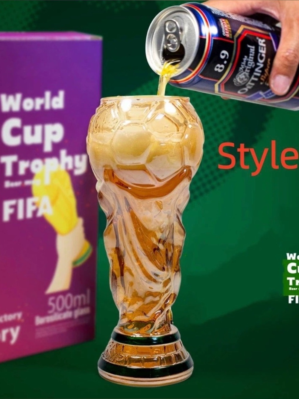 NIB FIFA Soccer Football Shaped Glass Beer Mug - Size Pint
